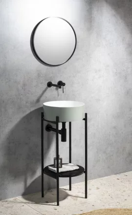Aqualine Puno mosdótartó konzol 38x83x45 cm, fekete SKA380-2