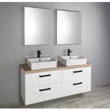 Aqualine Vega alsószekrény 145x61x45 cm dupla mosdóval, fehér kivitelben