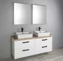 Aqualine Vega alsószekrény 145x61x45 cm dupla mosdóval, fehér kivitelben