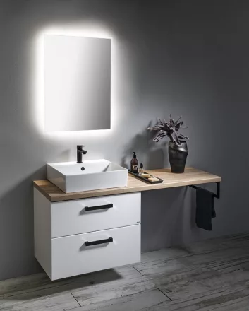 Aqualine Vega alsószekrény 145x71x45 cm mosdóval, fehér kivitelben