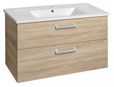 Aqualine Vega 2 fiókos mosdótartó szekrény 97x60x43,6 cm, platina tölgy VG903