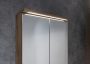 Aqualine Kawa Strip LED világítású 2 ajtós fürdőszobai tükör 60x70x22 cm, emporio tölgy WGL36S