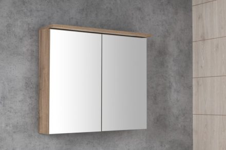 Aqualine Kawa Strip LED világítású fürdőszobai tükör 80x70x22 cm, emporio tölgy WGL38S