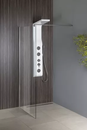 Aqualine walk-in fix zuhanyfal 80x190 cm WI081 beépítve modern fürdőszobába