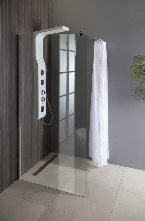 Aqualine walk-in fix zuhanyfal 90x190 cm WI091 beépítve modern fürdőszobába