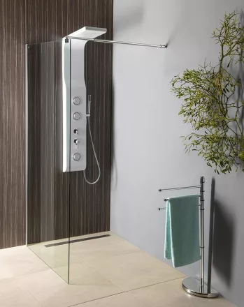 Aqualine walk-in fix zuhanyfal 120x190 cm WI121 beépítve modern fürdőszobába