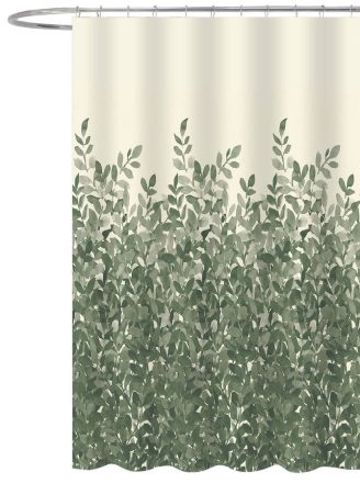 Aqualine zuhanyfüggöny 180x200 cm, zöld növény mintás ZP012