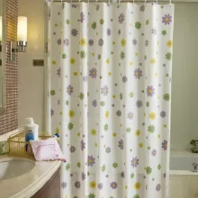   Aqualine vinyl zuhanyfüggöny 180x200 cm, virág mintával ZV014