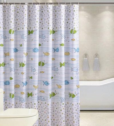 Aqualine zuhanyfüggöny 180x180 cm, fehér mintával ZV024