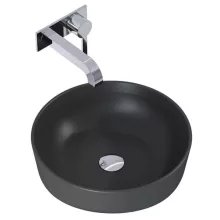   Arezzo design Lorca pultra ültethető kerek mosdó 42 cm, túlfolyó nélkül, matt antracit AR-145007