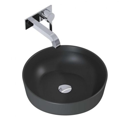 Arezzo design Lorca pultra ültethető kerek mosdó 42 cm, túlfolyó nélkül, matt antracit AR-145007