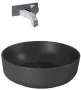 Arezzo design Lorca pultra ültethető kerek mosdó 42 cm, túlfolyó nélkül, matt antracit AR-145007