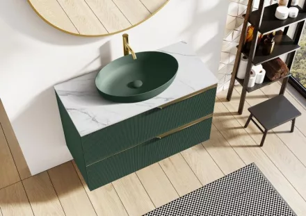 Arezzo design Rika pultra ültethető mosdó 52 cm, matt zöld AR-146049