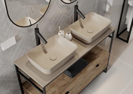 Arezzo design Nomia pultra ültethető mosdó 50 cm, matt beige AR-146051
