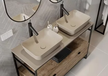 Arezzo design Nomia pultra ültethető mosdó 50 cm, matt beige AR-146051