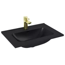   Arezzo design Skappa kerámia mosdó 60 cm csaplyukkal és túlfolyóval, matt fekete AR-146060