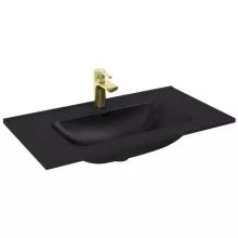   Arezzo design Skappa kerámia mosdó 80 cm csaplyukkal és túlfolyóval, matt fekete AR-146065