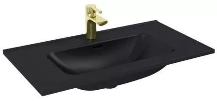 Arezzo design Skappa kerámia mosdó 80 cm csaplyukkal és túlfolyóval, matt fekete AR-146065