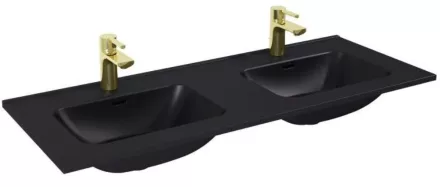 Arezzo design Skappa dupla medencés kerámia mosdó 120 cm, matt fekete AR-146075