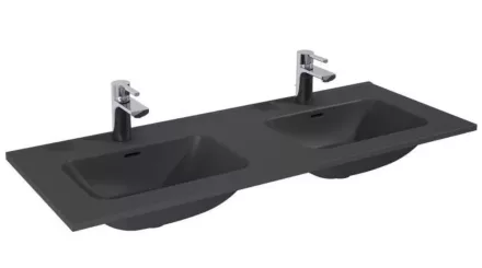 Arezzo design Skappa dupla medencés kerámia mosdó 120 cm, matt antracit AR-146076