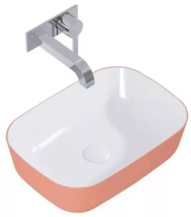 Arezzo design Reni pultra ültethető mosdó 46x33 cm, fényes fehér/matt terra pink AR-146110