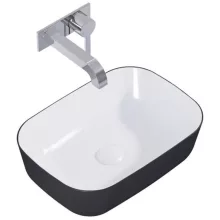   Arezzo design Reni pultra ültethető mosdó 46x33 cm, fényes fehér/matt fekete AR-146111