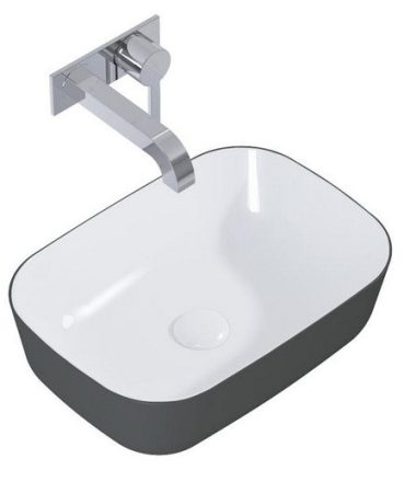 Arezzo design Reni pultra ültethető mosdó 46x33 cm, fényes fehér/matt antracit AR-146113