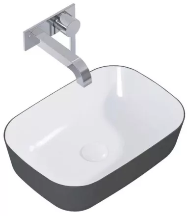 Arezzo design Reni pultra ültethető mosdó 46x33 cm, fényes fehér/matt antracit AR-146113