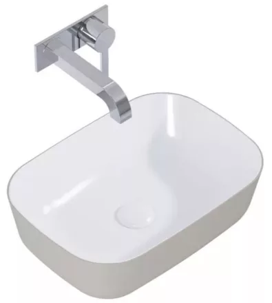 Arezzo design Reni pultra ültethető mosdó 46x33 cm, fényes fehér/matt beige AR-146114