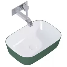   Arezzo design Reni pultra ültethető mosdó 46x33 cm, fényes fehér/matt zöld AR-146115