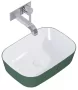 Arezzo design Reni pultra ültethető mosdó 46x33 cm, fényes fehér/matt zöld AR-146115