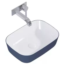   Arezzo design Reni pultra ültethető mosdó 46x33 cm, fényes fehér/matt kék AR-146116