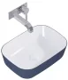 Arezzo design Reni pultra ültethető mosdó 46x33 cm, fényes fehér/matt kék AR-146116