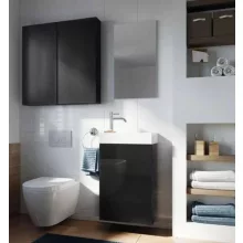   Arezzo design Mini alsószekrény mosdóval 40 cm, 1 ajtóval, fényes fekete AR-163070