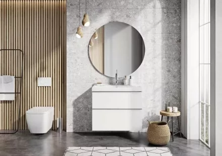 Arezzo design Monterey 100 alsószekrény 2 fiókkal és szifonkivágással, magasfényű fehér AR-167085