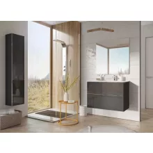   Arezzo design Monterey 100 alsószekrény 2 fiókkal és szifonkivágással, magasfényű antracit AR-167086
