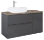 Arezzo design Monterey 100 alsószekrény 2 fiókkal és szifonkivágással, magasfényű antracit AR-167086