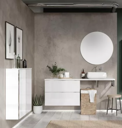 Arezzo design Monterey 80 alsószekrény szifonkivágás nélkül, 2 fiókkal, magasfényű fehér AR-167093