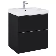   Arezzo design Monterey 60 cm-es alsószekrény 2 fiókkal, szifonkivágással, matt fekete AR-168105