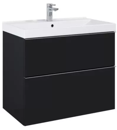 Arezzo design Monterey 80 alsószekrény szifonkivágással, 2 fiókkal, matt fekete AR-168106