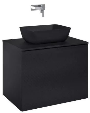Arezzo design Malibu matt fekete alsószekrény 1+1 fiók, 70 cm AR-168386
