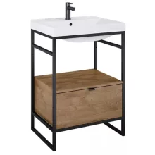   Arezzo design Nebo alsószekrény 60x45,5 cm, 1 fiókkal, canela tölgy, matt fekete AR-168431SET