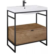   Arezzo design Nebo alsószekrény 80x45,5 cm, 1 fiókkal, canela tölgy, matt fekete AR-168432SET