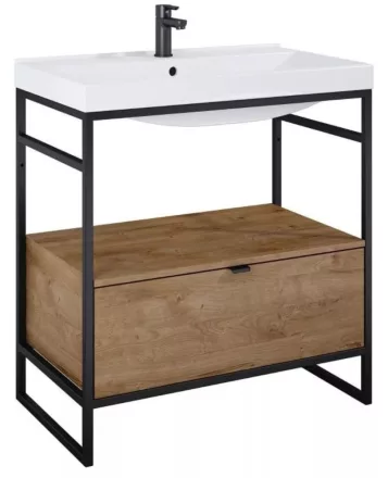 Arezzo design Nebo alsószekrény 80x45,5 cm, 1 fiókkal, canela tölgy, matt fekete AR-168432SET