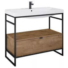   Arezzo design Nebo alsószekrény 100x45,5 cm, 1 fiókkal, canela tölgy, matt fekete AR-168433SET