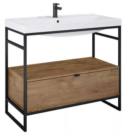 Arezzo design Nebo alsószekrény 100x45,5 cm, 1 fiókkal, canela tölgy, matt fekete AR-168433SET