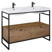   Arezzo design Nebo alsószekrény 120x45,5 cm, 2 fiókkal, canela tölgy, matt fekete AR-168434SET