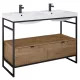 Arezzo design Nebo alsószekrény 120x45,5 cm, 2 fiókkal, canela tölgy, matt fekete AR-168434SET
