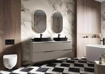 Arezzo design Sharon ovális LED tükör 52x92 cm, fekete AR-168462