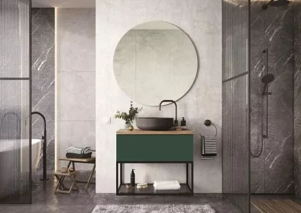 Arezzo design Monterey 60 alsószekrény szifonkivágással, 1 fiókkal, matt zöld AR-168558